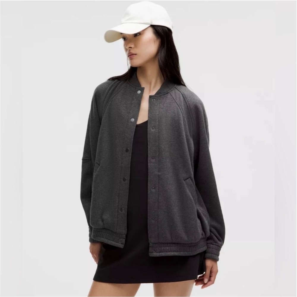 Lululemon Scuba Oversized Varsity Jacket Plush Heathered Core Black XL/XXL